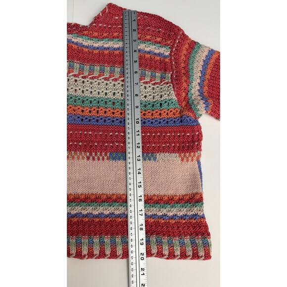Sigrid Olsen Sport Hand Knit Grannycore Boho Patchwork Cardigan Sweater Large - Picture 6 of 7